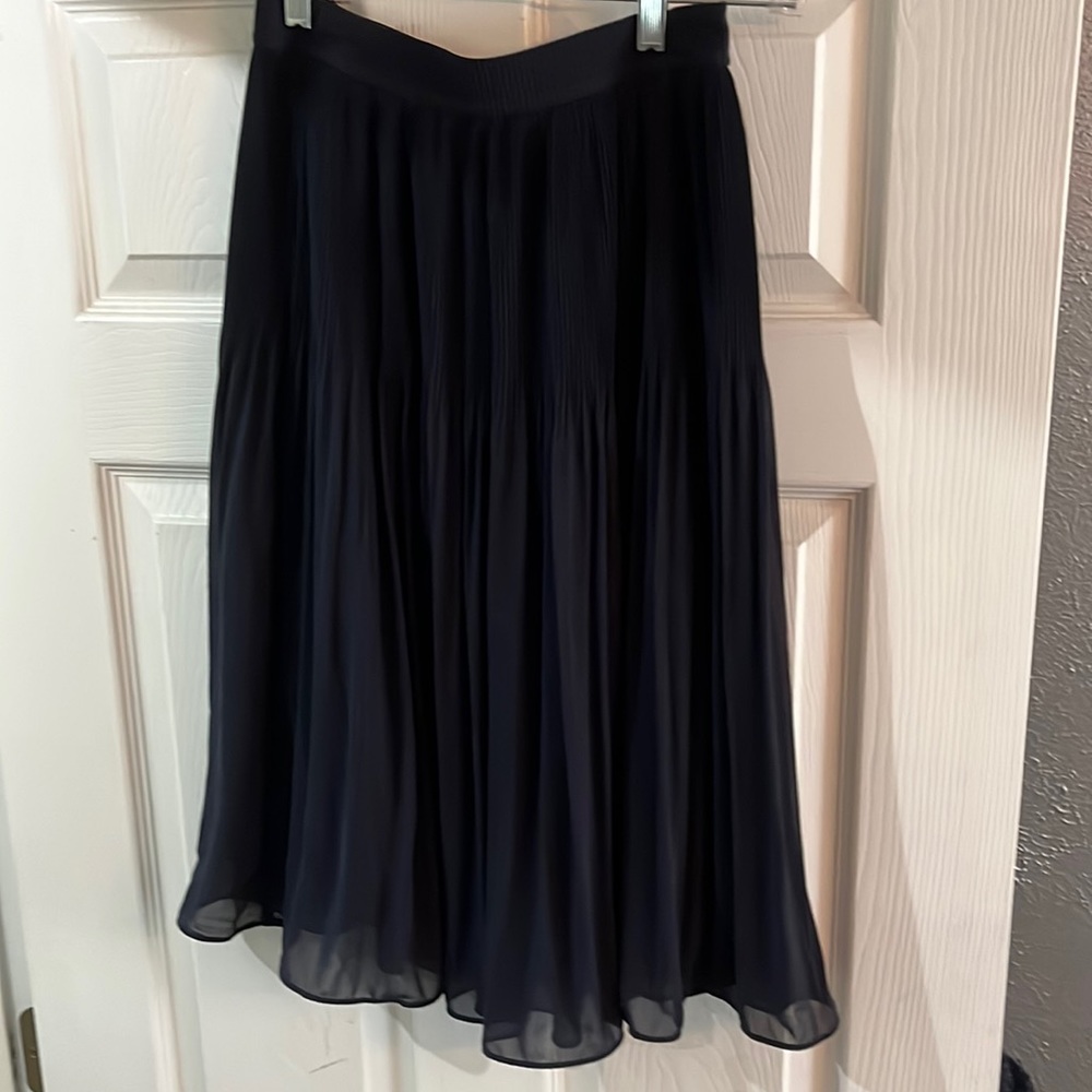 H&M Navy Blue Pleated Midi Skirt